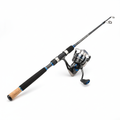 Spinning fishing rod and reel combo on white background